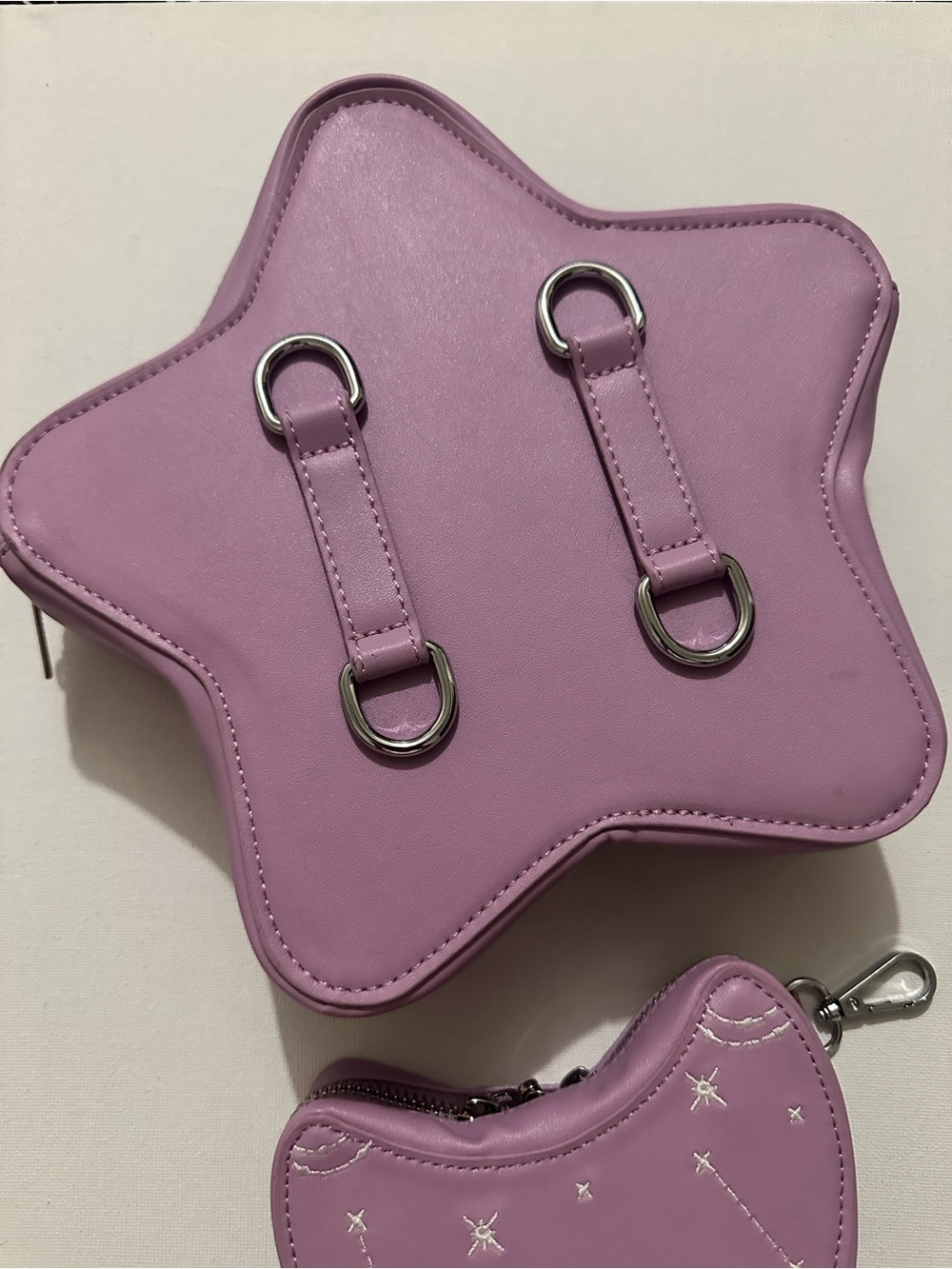 Carmico Lavender & White Moon & Stars Convertible Bag Matching Mini Moon Wallet - Picture 8 of 16